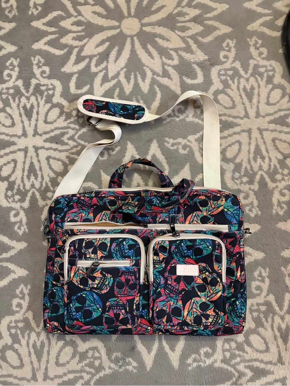 Sugar Skull Laptop Messenger Bag